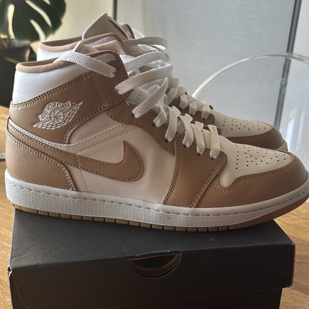 Jordan Tan and White Sneakers Premium Suede